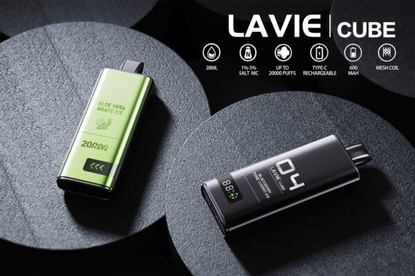 LAVIE Cube 20000 Puffs Vape descartável Atacado Aloe Vera Sabores de Uva e Gelo