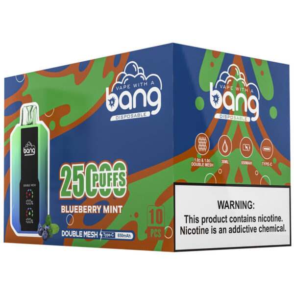 Bang 25000 Puffs za enkratno uporabo Vape na debelo Blueberry Mint Packing