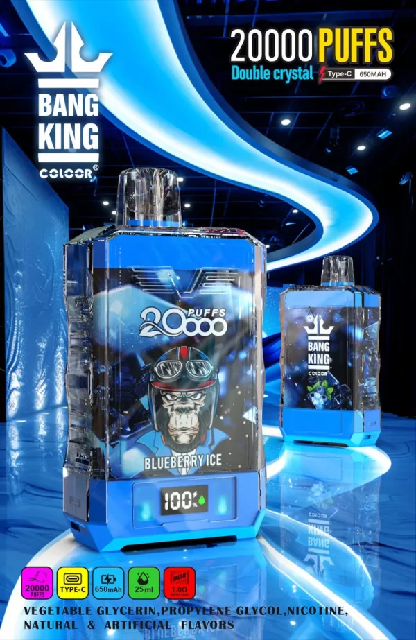 Bang King Coloor 20000 Puffs Duplo Cristal Descartável Vape Atacado todos os Sabores (2)