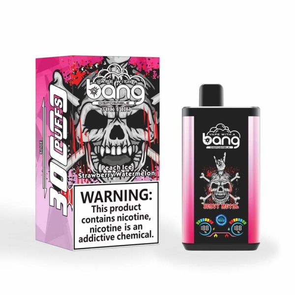 Bang 30K Pro 30000 Puffs Vape jetable en gros Peach Ice & Strawberry Watermelon