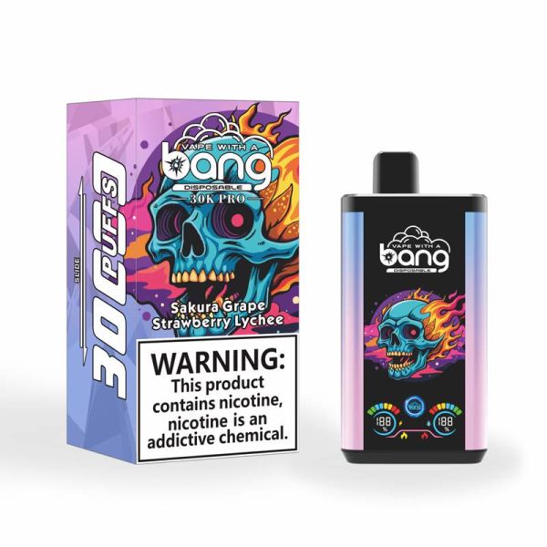 Bang 30K Pro 30000 bouffées Vape jetable en gros Sakura Grape & Strawberry Lychee