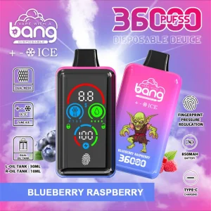 Bang 36000 Puffs Pantalla Completa Inteligente Vape Desechable Mayorista Frambuesa Arándano