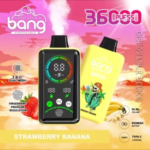 Bang 36000 Puffs Vape descartável de ecrã inteiro inteligente Atacado Morango BANANA