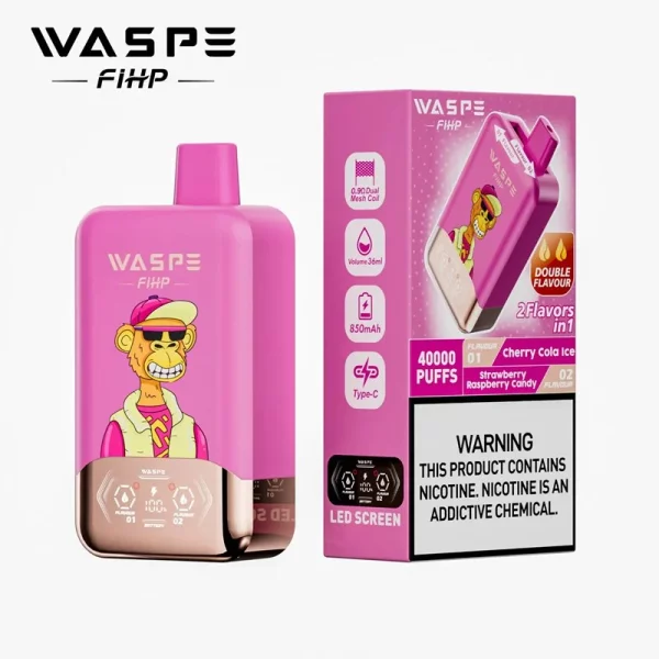 Waspe FIHP 40000 Puffs 40K Vape desechable al por mayor Cherry Cola Ice & Strawberry Raspberry Candy