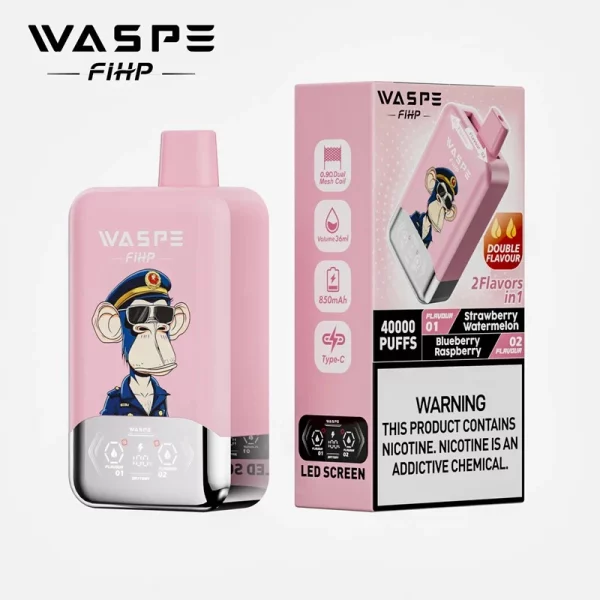 Waspe FIHP 40000 Puffs 40K Engångs Vape Partihandel Jordgubb Vattenmelon & Blåbär Hallon