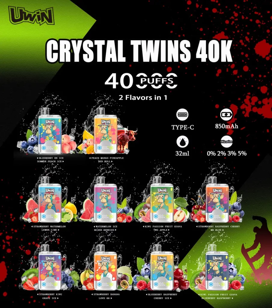 Uwin Crystal Twins 40K Vape za enkratno uporabo na debelo