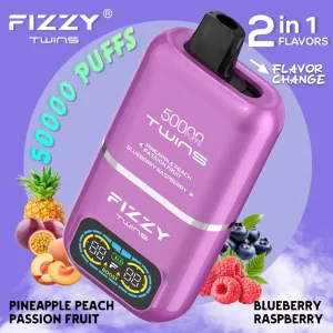 Fizzy Twins 50000 Puffs Disposable Vape pineapple peach passion fruit blueberry raspberry